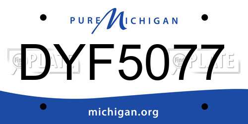 DYF5077 Michigan License Plate