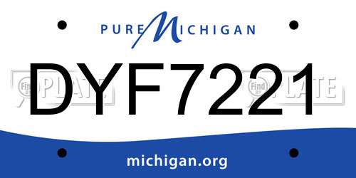 DYF7221 Michigan License Plate