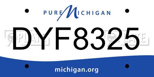 DYF8325 Michigan License Plate