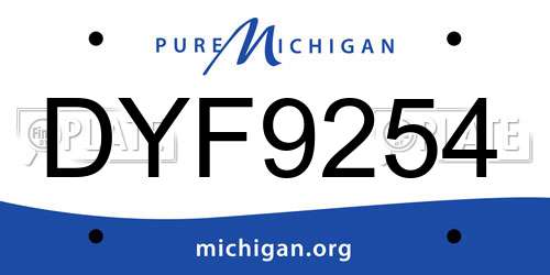 DYF9254 Michigan License Plate