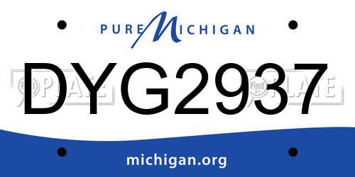 DYG2937 Michigan License Plate