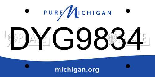 DYG9834 Michigan License Plate