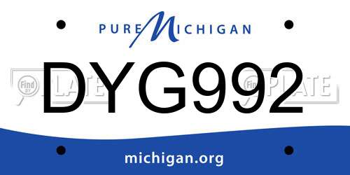 DYG992 Michigan License Plate