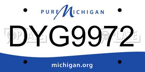 DYG9972 Michigan License Plate