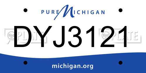 DYJ3121 Michigan License Plate