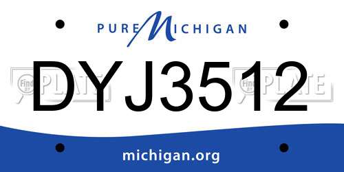 DYJ3512 Michigan License Plate