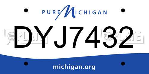 DYJ7432 Michigan License Plate