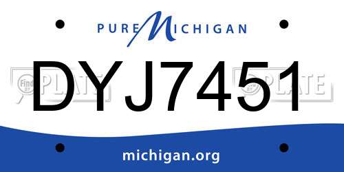 DYJ7451 Michigan License Plate