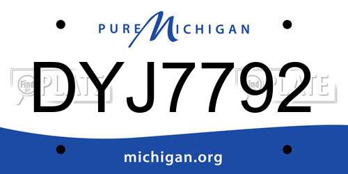 DYJ7792 Michigan License Plate