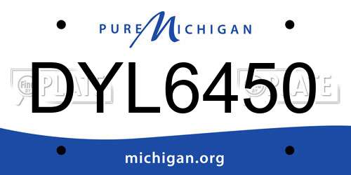DYL6450 Michigan License Plate
