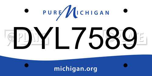 DYL7589 Michigan License Plate
