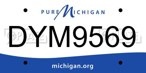 DYM9569 Michigan License Plate