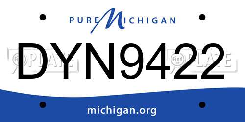 DYN9422 Michigan License Plate