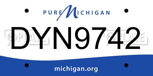 DYN9742 Michigan License Plate