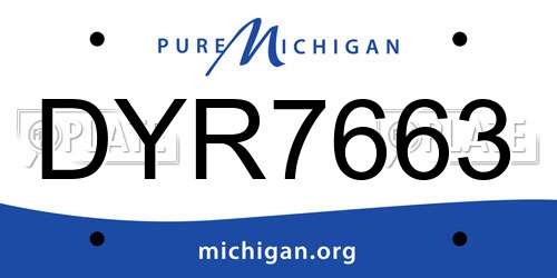 DYR7663 Michigan License Plate