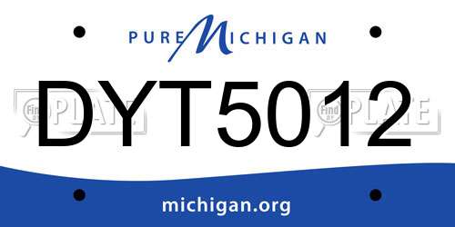 DYT5012 Michigan License Plate