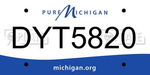 DYT5820 Michigan License Plate