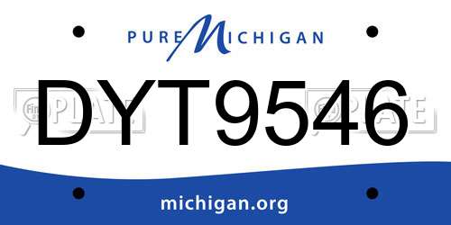 DYT9546 Michigan License Plate