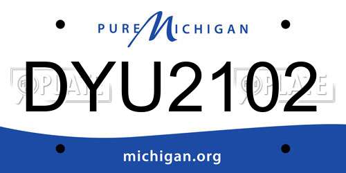 DYU2102 Michigan License Plate