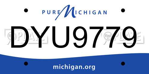 DYU9779 Michigan License Plate