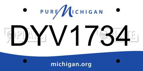 DYV1734 Michigan License Plate