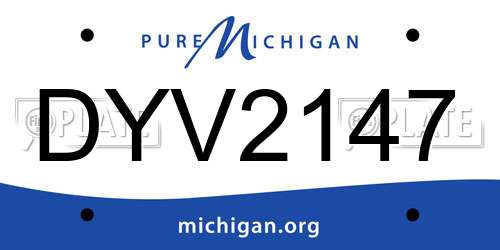 DYV2147 Michigan License Plate