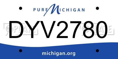 DYV2780 Michigan License Plate