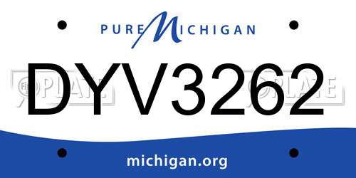 DYV3262 Michigan License Plate