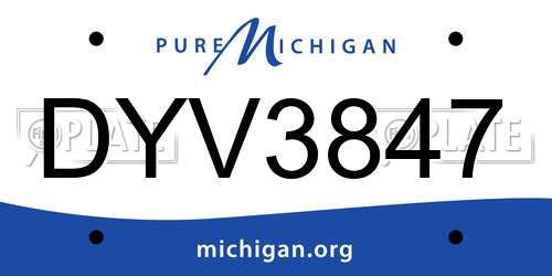 DYV3847 Michigan License Plate