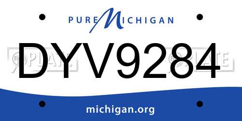 DYV9284 Michigan License Plate