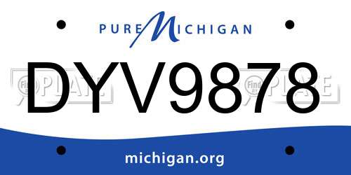 DYV9878 Michigan License Plate