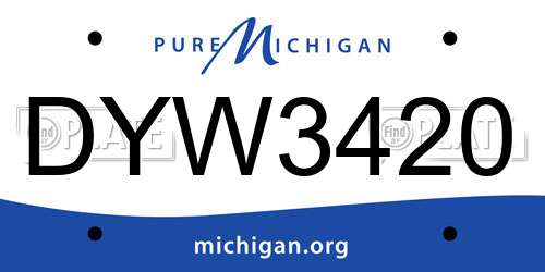 DYW3420 Michigan License Plate