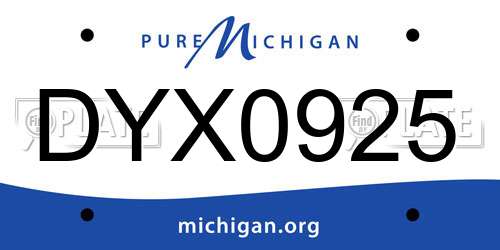 DYX0925 Michigan License Plate