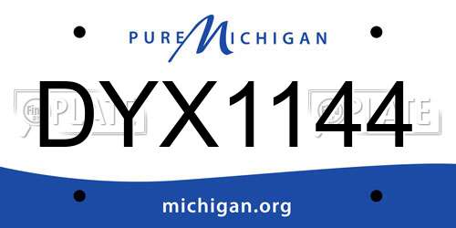 DYX1144 Michigan License Plate
