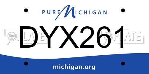 DYX261 Michigan License Plate