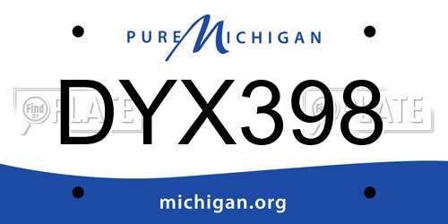 DYX398 Michigan License Plate