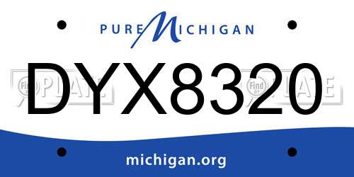 DYX8320 Michigan License Plate