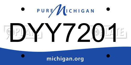 DYY7201 Michigan License Plate