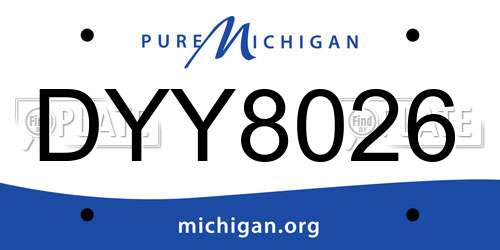DYY8026 Michigan License Plate