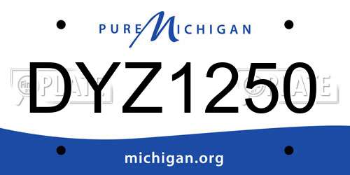 DYZ1250 Michigan License Plate