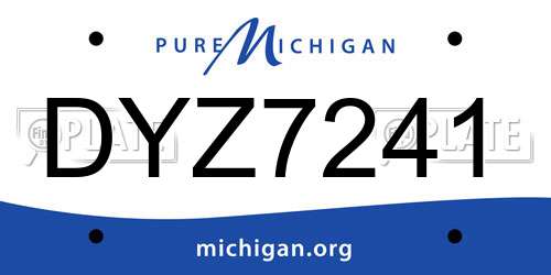 DYZ7241 Michigan License Plate