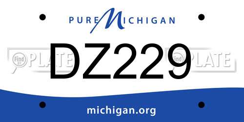 DZ229 Michigan License Plate