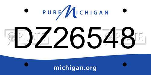 DZ26548 Michigan License Plate