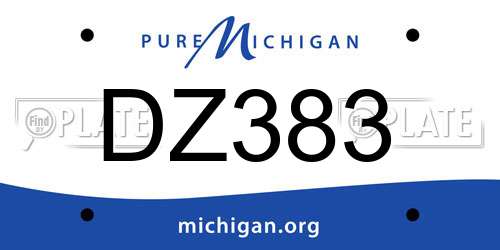 DZ383 Michigan License Plate
