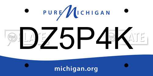 DZ5P4K Michigan License Plate