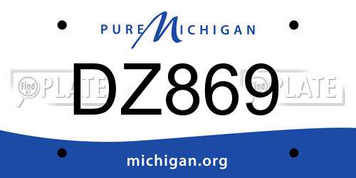 DZ869 Michigan License Plate
