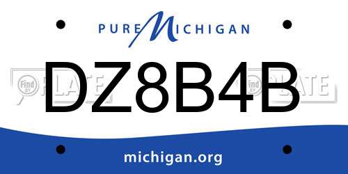 DZ8B4B Michigan License Plate