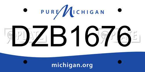 DZB1676 Michigan License Plate