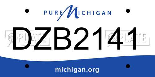 DZB2141 Michigan License Plate