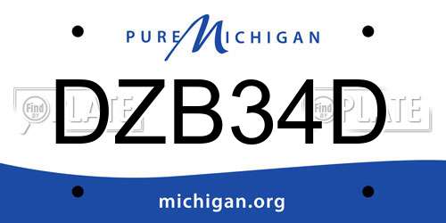 DZB34D Michigan License Plate